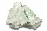 Glass-Clear Green Cubic Fluorite Crystals on Quartz - China #258433-1